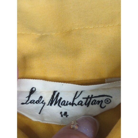 Vintage Lady Manhattan Womens Sz 14 Gold Button Down Long Sleeve Blouse Shirt - Picture 7 of 10